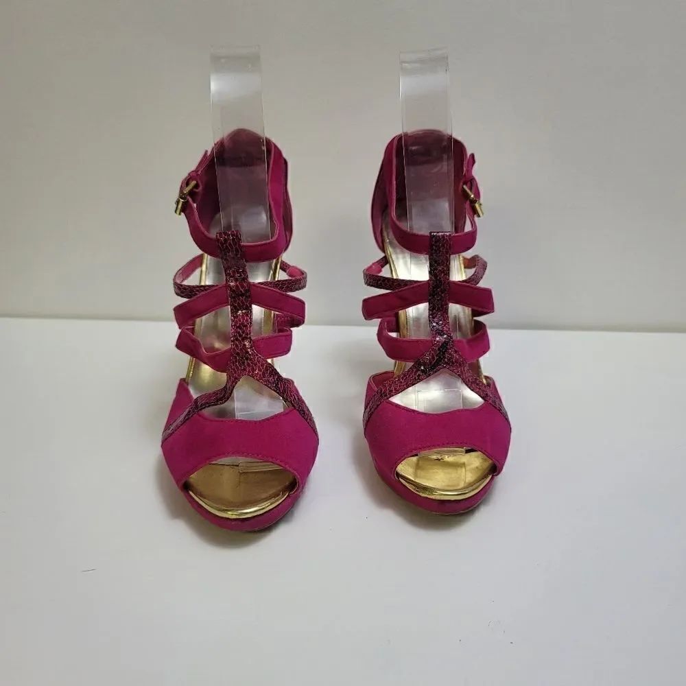 Mixx shuz pink and snake print platform heels - Picture 2 of 11